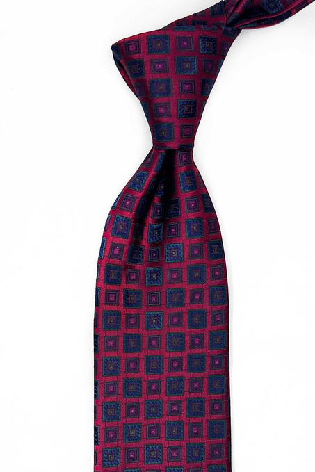 Bordo Motif Desen Mendilli Klasik Kravat K13634