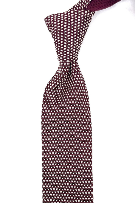 Bordo Nokta Desen Örgü Kravat ÖR8313