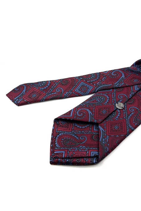 Bordo Şal Desen Mendilli Klasik Kravat KK13905