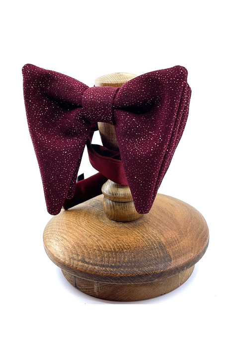 Bordo Simli Büyük Damatlık Papyon P1702