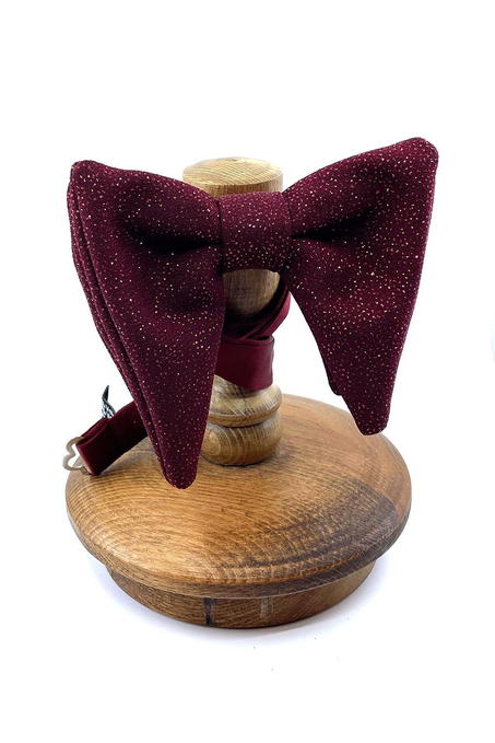 Bordo Simli Büyük Damatlık Papyon P1702