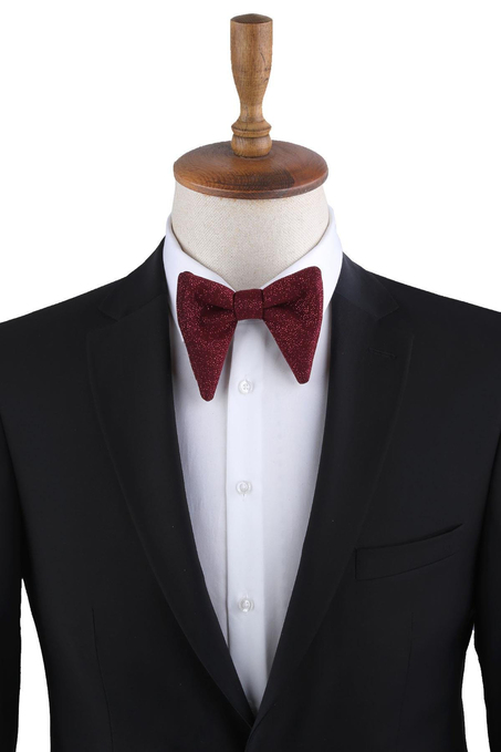 Bordo Simli Büyük Damatlık Papyon P1702