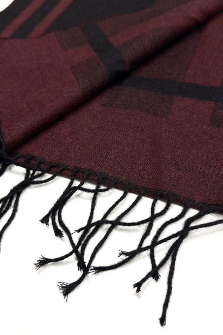 Bordo - Siyah Ekose Desen Erkek Kaşkol K493