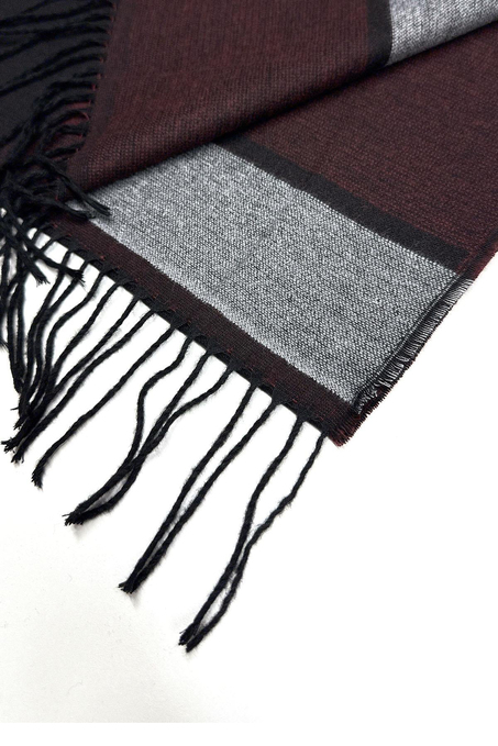 Bordo - Siyah Ekose Desen Erkek Kaşkol K562