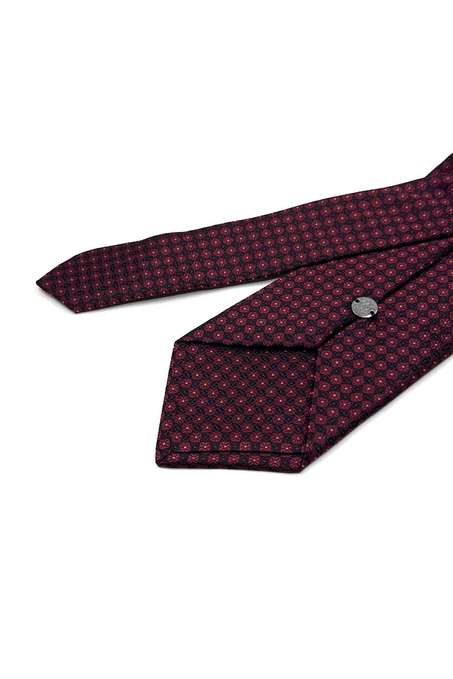 Bordo - Siyah Nokta Desen Mendilli Klasik Kravat KK13607