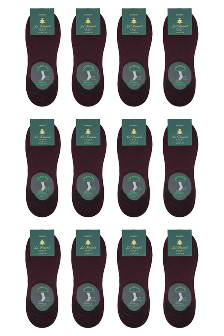 Bordo Ultra Lüks Görünmez 12li Bambu Erkek Çorap CRP376
