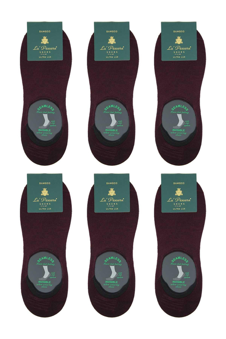 Bordo Ultra Lüks Görünmez 6lı Bambu Erkek Çorap CRP375