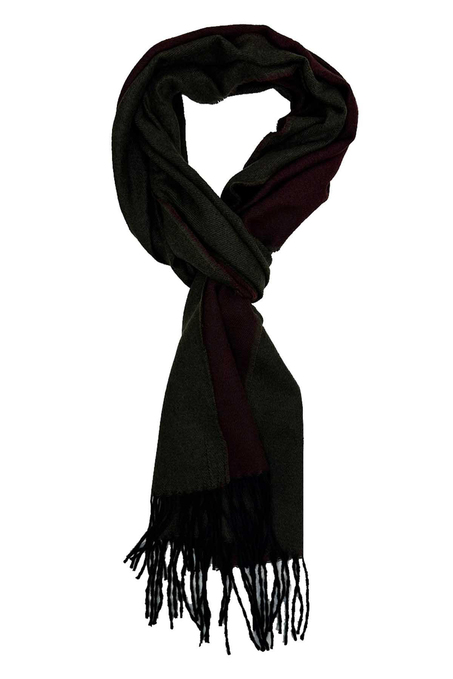 Bordo - Yeşil Çift Taraflı Erkek Kaşkol K627