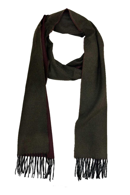 Bordo - Yeşil Çift Taraflı Erkek Kaşkol K627
