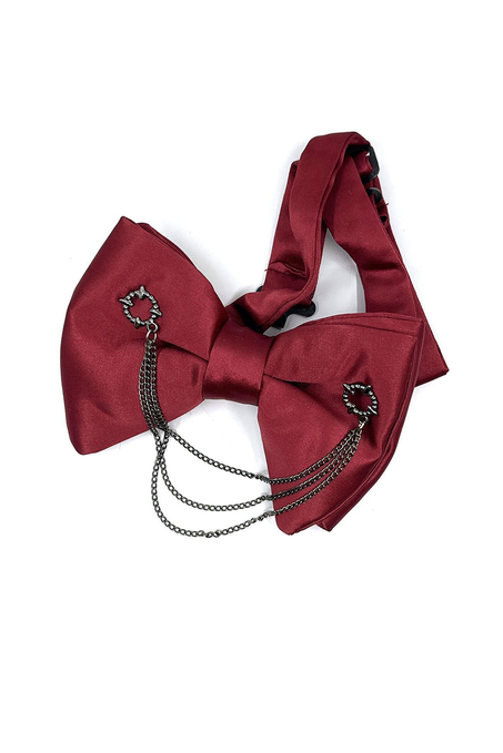 Bordo Zincirli Damatlık Papyon P1041