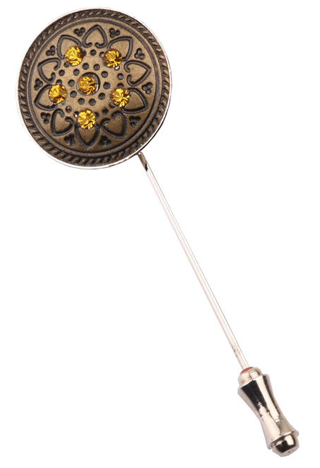 Bronz Renk Sarı Taşlı Yaka İğnesi YI163