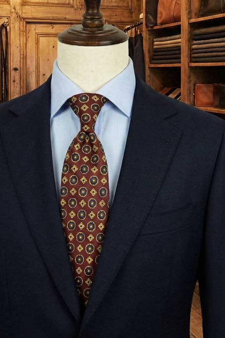 Buiggio Style Bordo Motif Desen İtalyan İpek Kravat İK2229