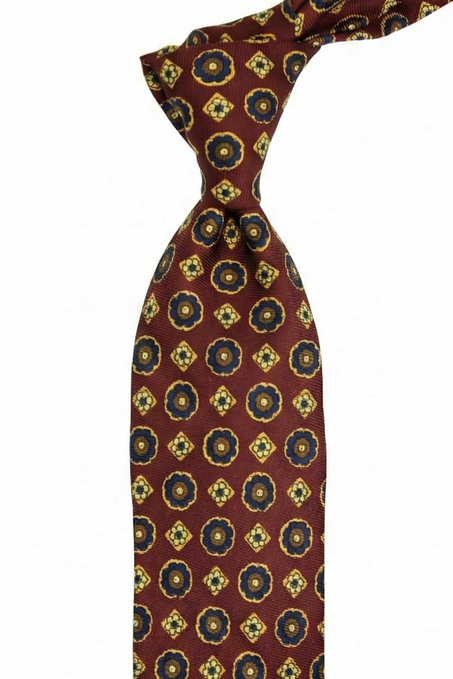 Buiggio Style Bordo Motif Desen İtalyan İpek Kravat İK2229