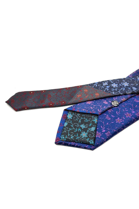 Çiçek Desen Çok Renkli Patchwork Klasik Kravat KK12749