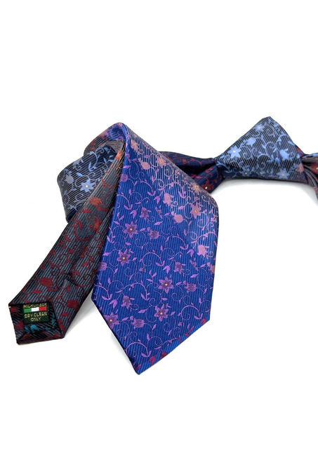 Çiçek Desen Çok Renkli Patchwork Klasik Kravat KK12749