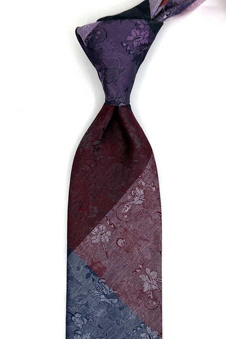 Çiçek Desen Çok Renkli Patchwork Klasik Kravat KK13388