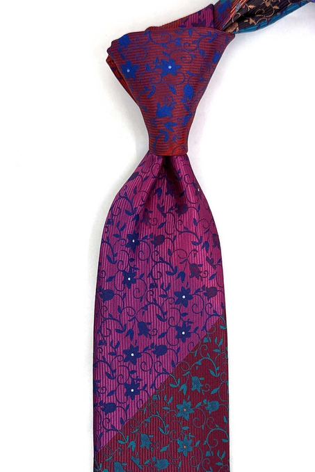 Çiçek Desen Çok Renkli Patchwork Klasik Kravat KK13392