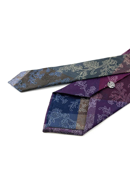 Çiçek Desen Çok Renkli Patchwork Kravat KK13258