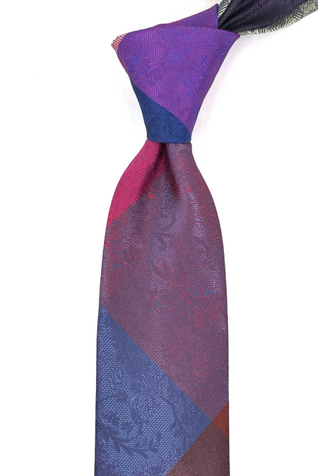 Çiçek Desen Çok Renkli Patchwork Kravat KK13296