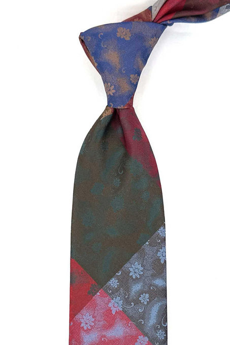 Çiçek Desen Çok Renkli Patchwork Kravat KK13274