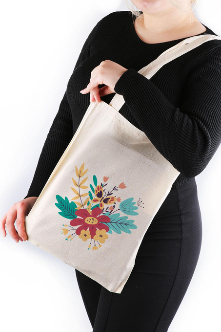 Çiçek Desenli Bez Çanta 30*40 Tote Bag TOT17