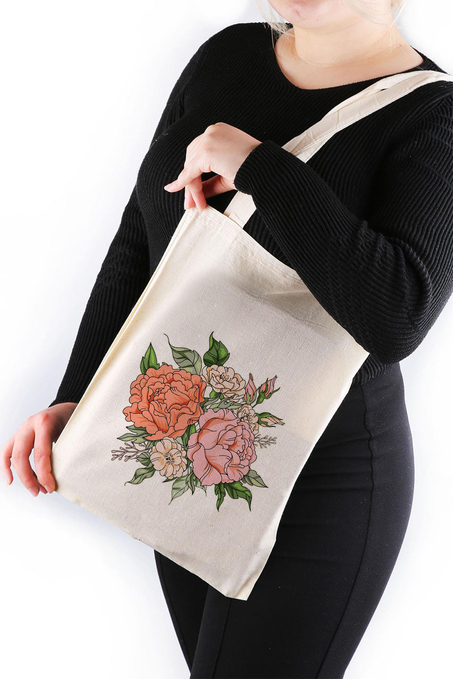 Çiçek Desenli Bez Çanta 30*40 Tote Bag TOT02