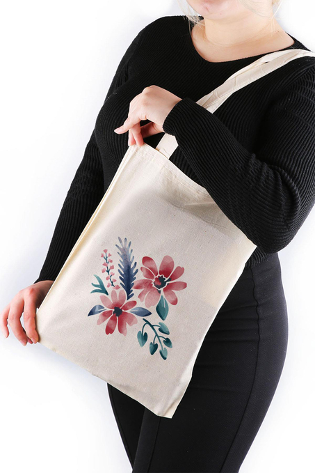 Çiçek Desenli Bez Çanta 30*40 Tote Bag TOT25