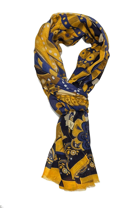 Clinton Style Sarı - Lacivert İtalyan Modal Kaşkol MDL34