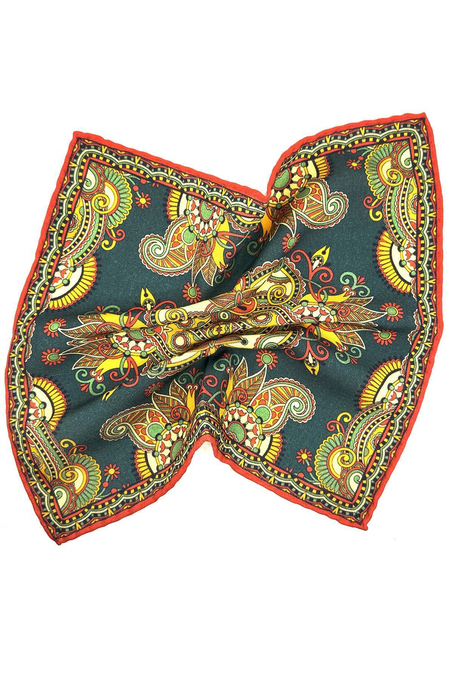 Çok Renkli El Dikişi İtalyan Yün Cep Mendili WL16