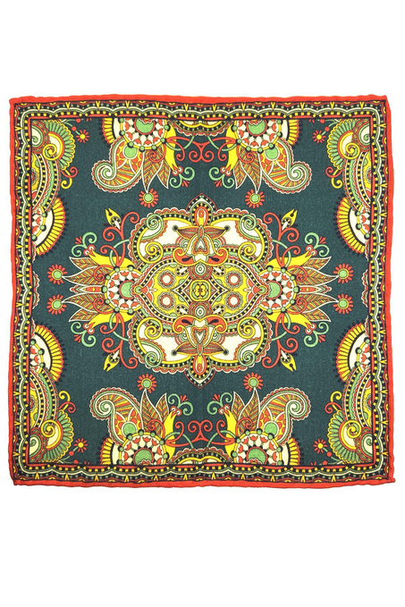 Çok Renkli El Dikişi İtalyan Yün Cep Mendili WL16