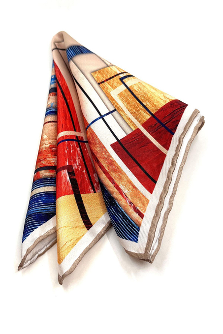 Çok Renkli Kare Desen Erkek Cep Mendili SPS595-63