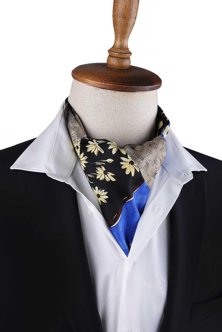 Çok Renkli Motif Desen Erkek Ascot Fular K641