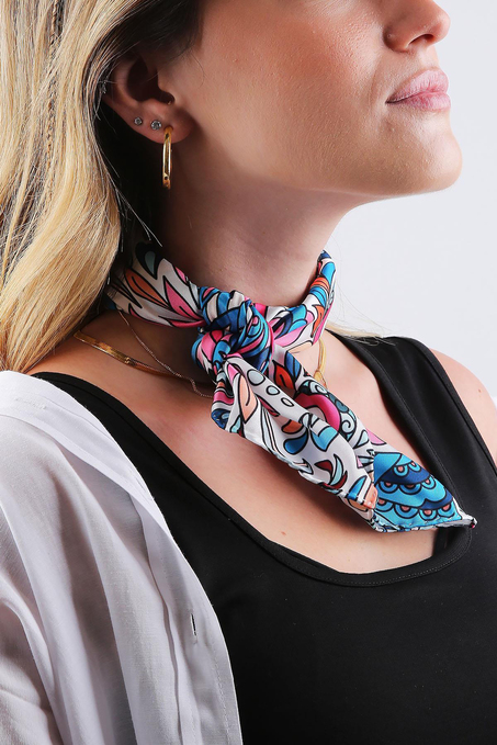 Çok Renkli Motif Desen Fular Bandana 55-55 cm KDNF02