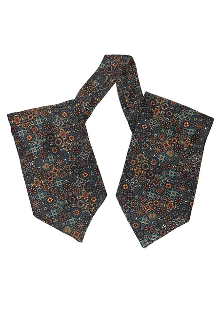 Çok Renkli Motif Desen İtalyan İpek Erkek Ascot K619