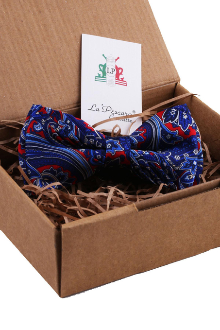 Çok Renkli Motif Desen Pilise İpek Papyon ESB41