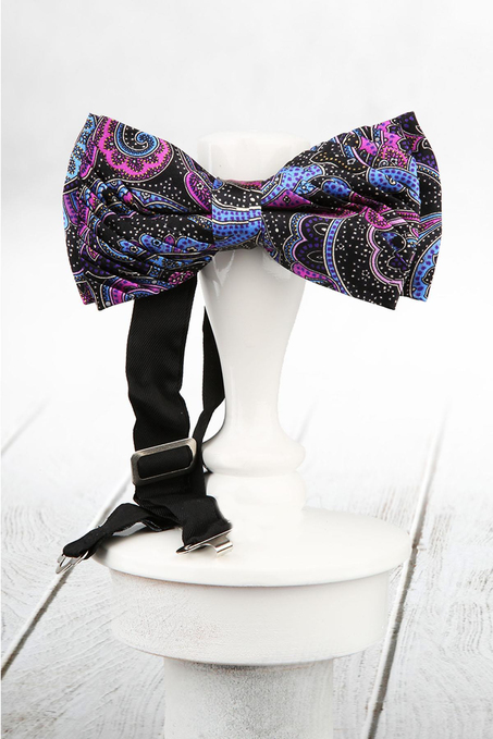 Çok Renkli Motif Desen Pilise İpek Papyon ESB65