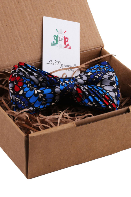 Çok Renkli Motif Desen Pilise İpek Papyon ESB38