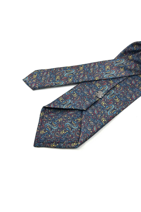 Çok Renkli Şal Desen Baskılı Mendilli Klasik Kravat KK13340