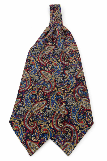 Çok Renkli Şal Desen İtalyan İpek Ascot Kravat SAC90