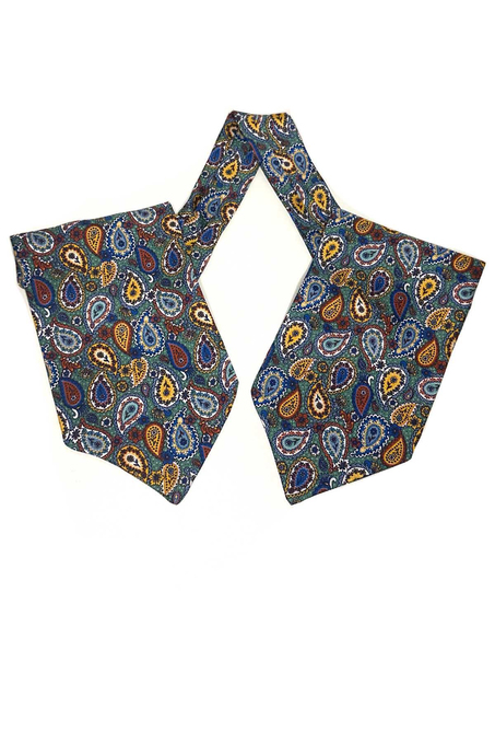 Çok Renkli Şal Desen İtalyan İpek Erkek Ascot K622