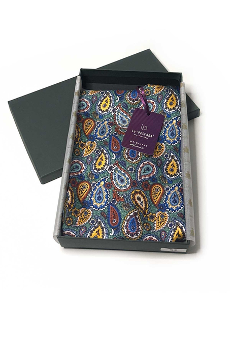 Çok Renkli Şal Desen İtalyan İpek Erkek Ascot K622