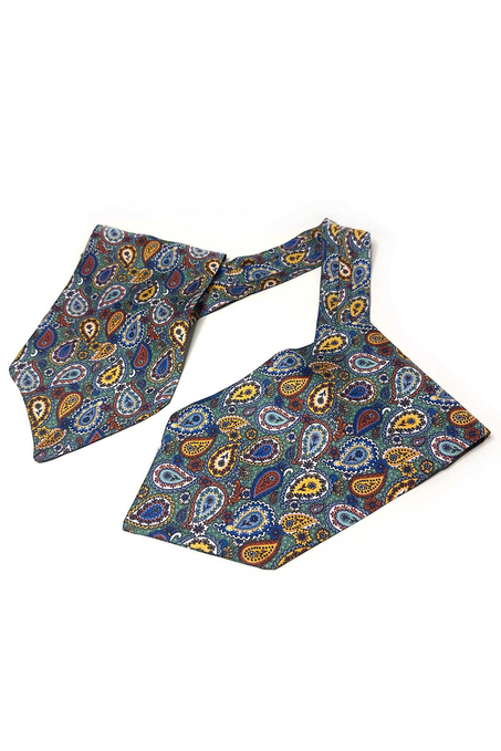 Çok Renkli Şal Desen İtalyan İpek Erkek Ascot K622