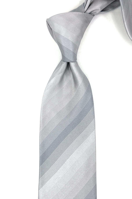 Coolnalen Style Gri Çizgi Desen İtalyan İpek Kravat İK1923