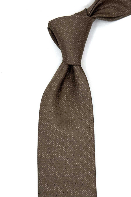 Croki Style Sütlü Kahve Nokta Desen İtalyan İpek Kravat İK1830