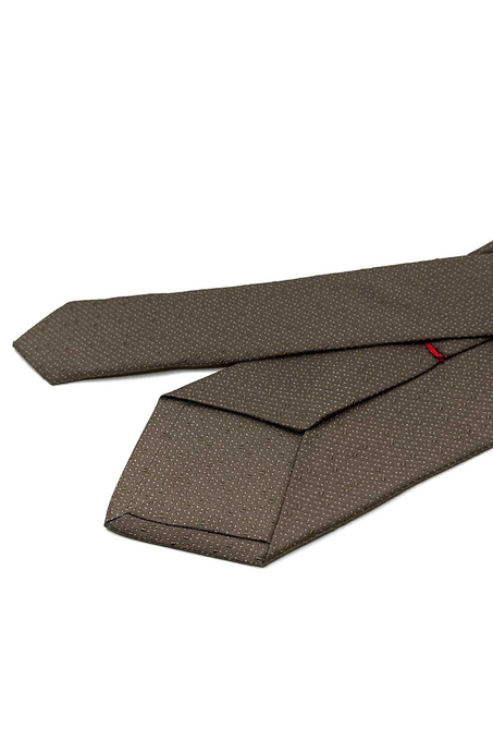 Croki Style Sütlü Kahve Nokta Desen İtalyan İpek Kravat İK1830