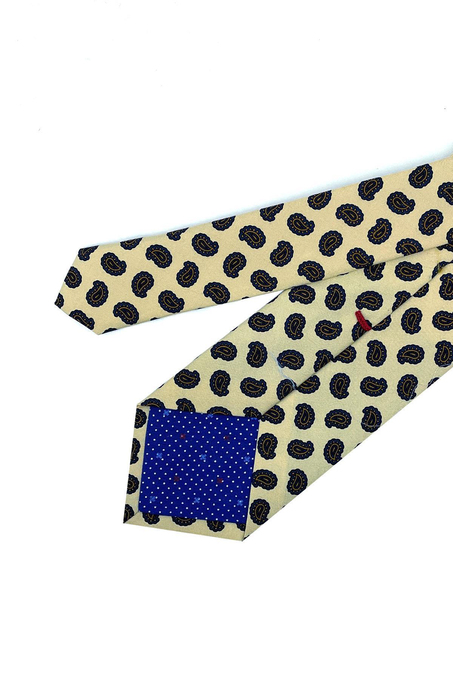 Dinoto Style Bej Şal Desen İtalyan İpek Kravat İK1050