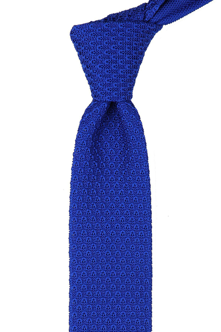 Düz Mavi Örgü Kravat 8106