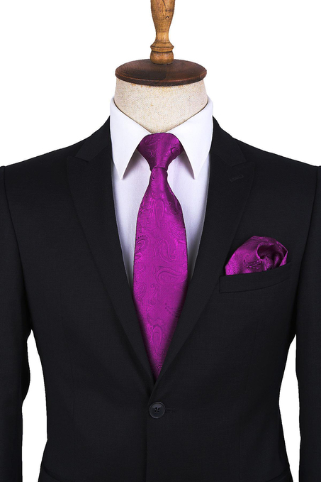 Efltaun  Şal Desen Mendilli Klasik Kravat KK9880