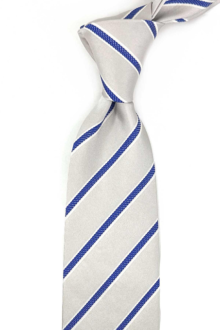 Elbrook Style Kırık Beyaz Çizgi Desen İtalyan İpek Kravat İK1979