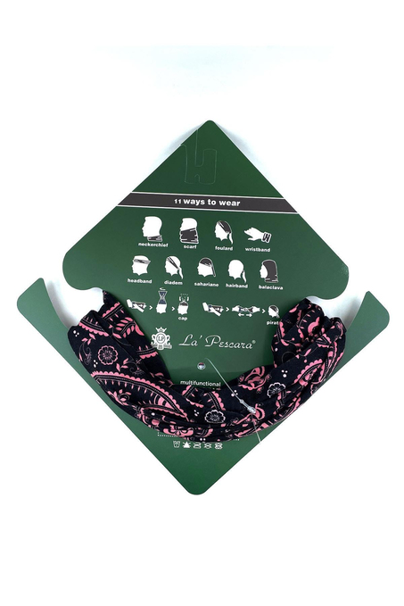 Floral Paisley Siyah Fuşya Bandana BND46